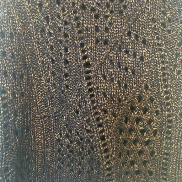 Anthropologie Leo & Sage | Sleeveless Sweater Vest Open Crochet Navy/Copper - Picture 6 of 10